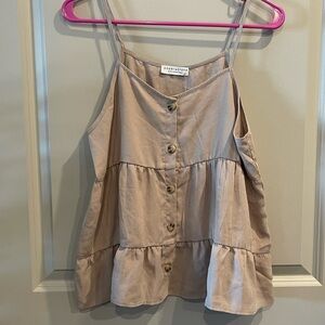 Taupe Button-Down Top